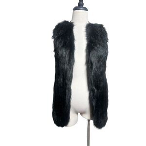Sebby Collection Black Faux Fur Vest Size Small Petite